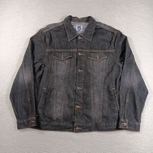 Vintage Gap Jacket Mens XXL Black Denim Trucker Bomber Bomber Faded Y2K